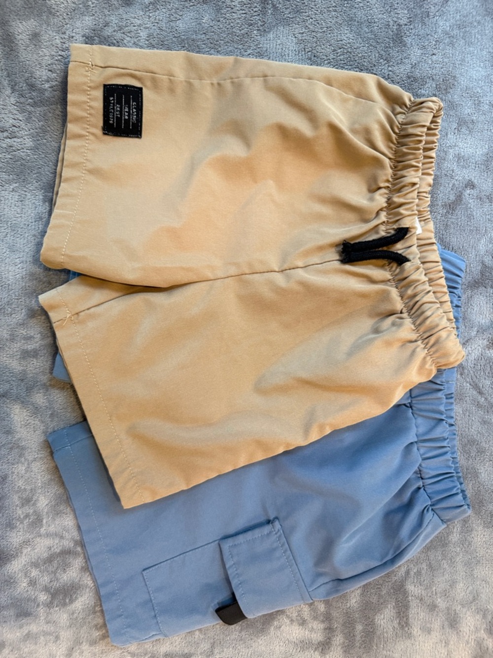 SHEIN Tan & Light Blue Kids Casual Shorts Duo